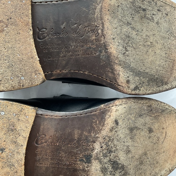 Charles de Batz Italian Black and White Slip-On Penny Loafers - Picture 9 of 11